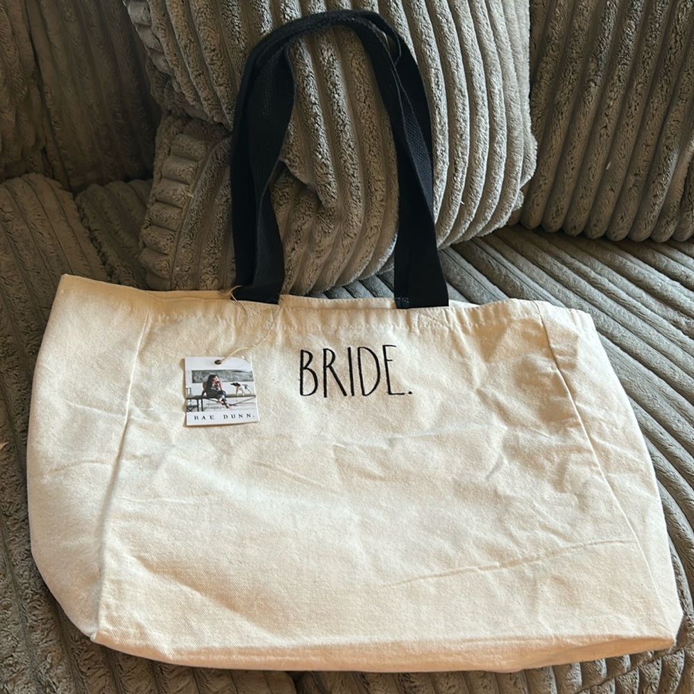 Rae Dunn NWT “Bride” Canvas Tote ⭐️ NEW ⭐️ 👰🏻‍♀️ 👰🏾‍♀️👰🏽🤵‍♀️👰‍♂️👰🏻‍♂️👰🏿‍♂️